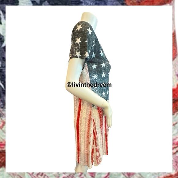 NWT David Cline V-Neck Short Sleeve T-Shirt Dress SZ Small Patriotic $119 - Picture 8 of 16